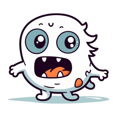 Funny ghost cartoon character vector illustration. Halloween and