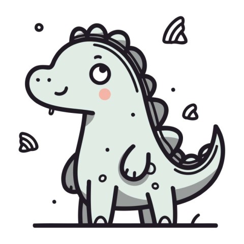 Cute cartoon dinosaur. Vector illustration. doodle style.