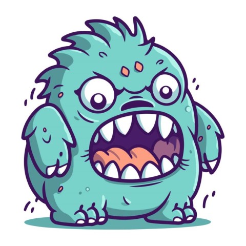 Funny cartoon monster. Vector illustration of cute monster. Cart