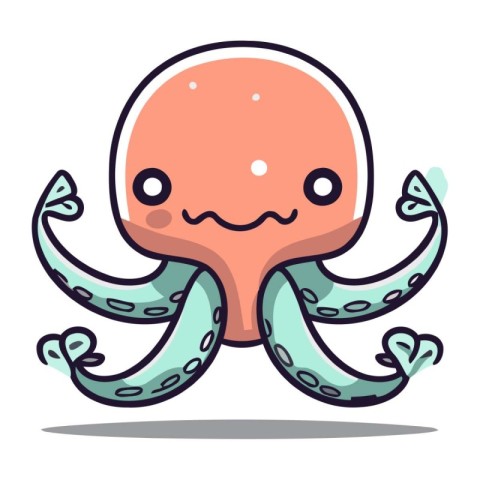 Cute octopus cartoon character vector illustration. Cute octopus