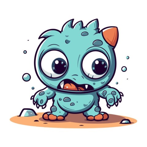 Cute cartoon monster. Vector illustration. Isolated on white bac