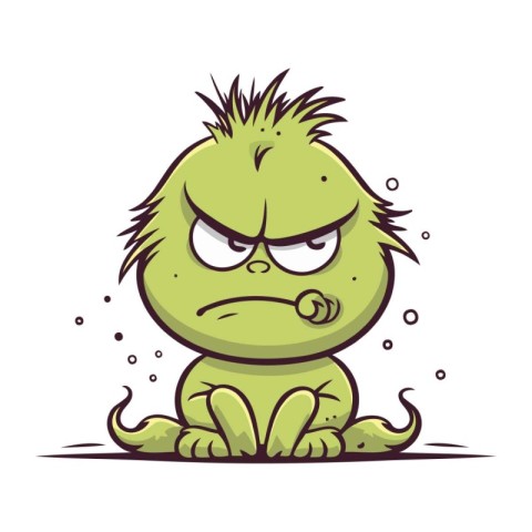 Angry cartoon monster. Vector illustration isolated on a white b