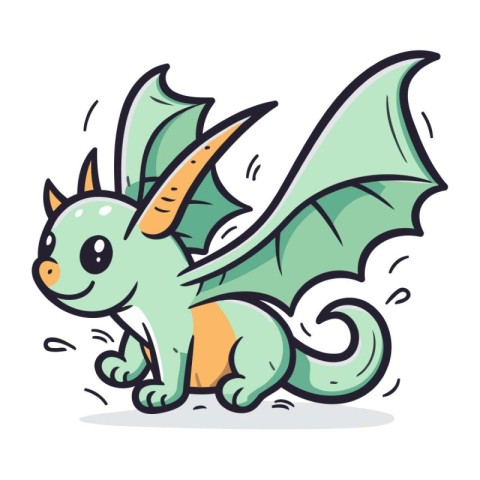 Funny cartoon dragon. Vector illustration of a cute fantasy drag