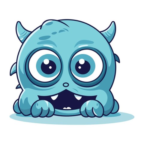 Funny cartoon monster. Vector illustration of a monster with hor