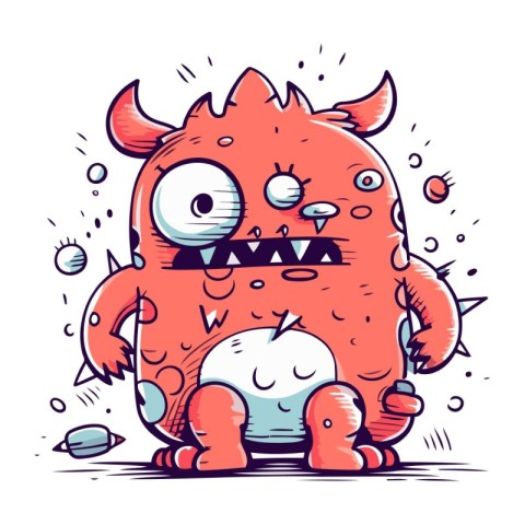 Funny cartoon monster. Vector illustration. Cute monster. Monste ...