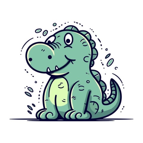 Cute cartoon crocodile. Vector illustration of a funny dinosaur.