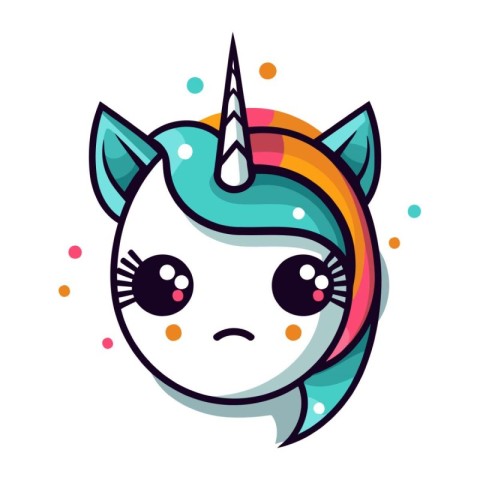 Unicorn head emoji. Cute cartoon character. Vector illustration