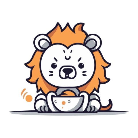 Cute Lion Mascot Character Flat Design Vector Illustration.