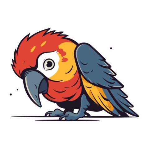 Parrot vector illustration isolated on white background. Cartoon