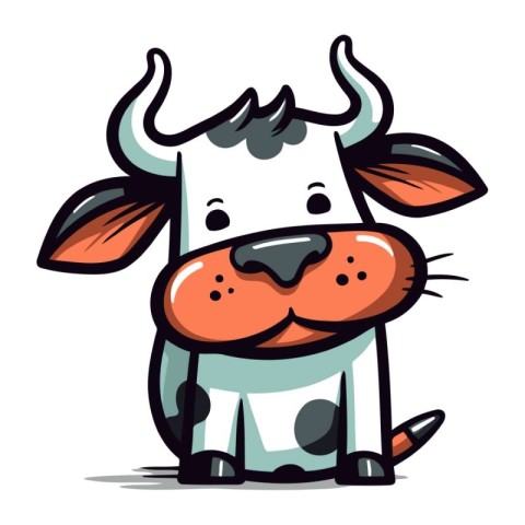 Cute cartoon cow. Vector illustration isolated on a white backgr