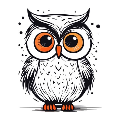 Owl vector illustration on white background. Cute cartoon owl.