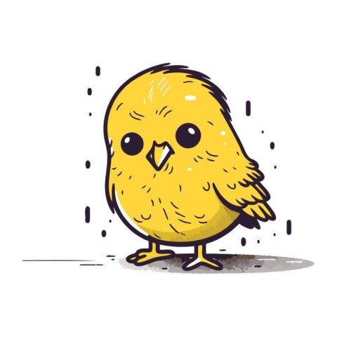 Cute cartoon yellow chick. Vector illustration isolated on white