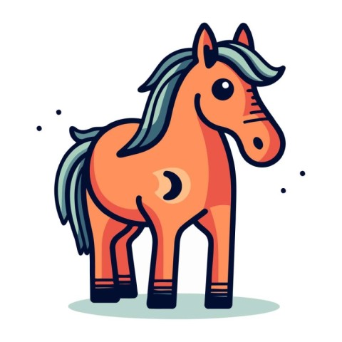 Cute cartoon horse. Vector illustration in doodle style.