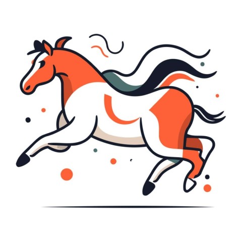 Running horse. Vector illustration in flat style. Isolated on wh