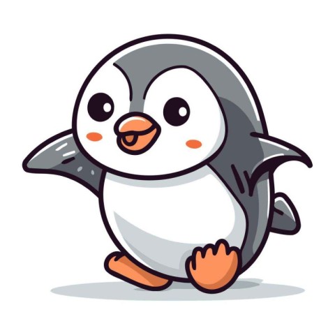 Cute penguin cartoon isolated on white background. Vector illust