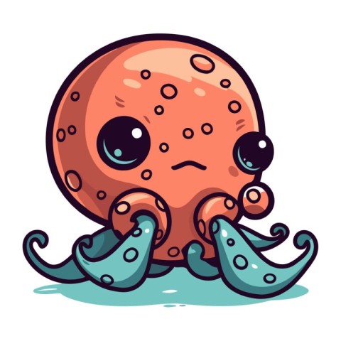 Cute cartoon octopus character. Vector illustration isolated on