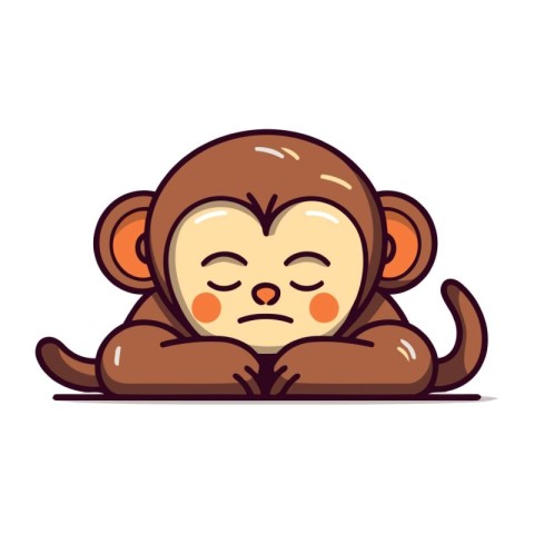 Cute cartoon monkey isolated on white background. Vector illustr