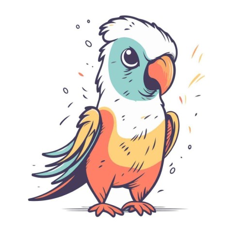 Cute parrot. Hand drawn vector illustration isolated on white ba