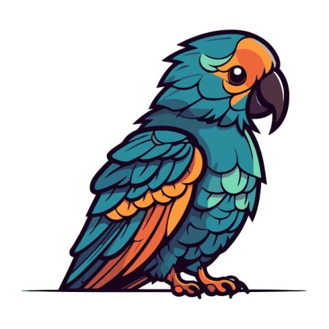Parrot cartoon isolated on white background. Vector illustration