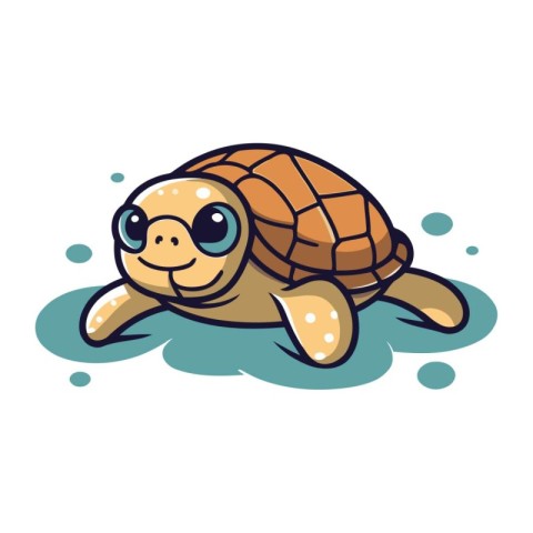 Cute cartoon turtle. Vector illustration isolated on a white bac