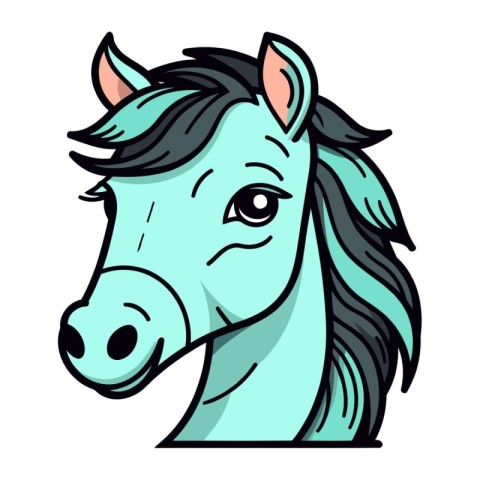 Vector illustration of a blue horse head isolated on a white bac