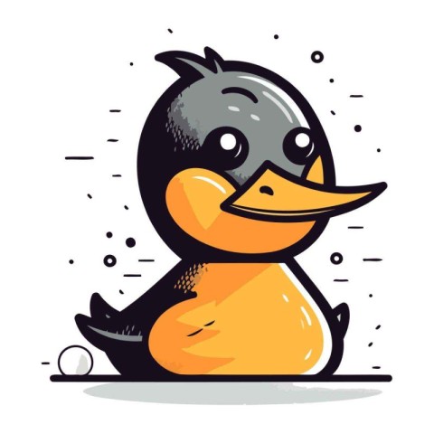 Cute duck. Vector illustration. Isolated on white background.