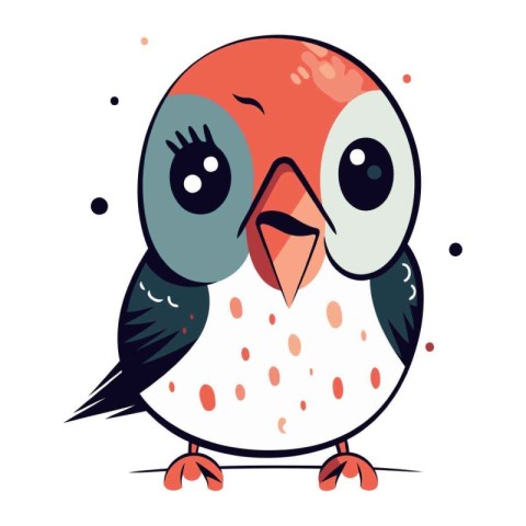 Cute cartoon bird. Vector illustration isolated on a white backg