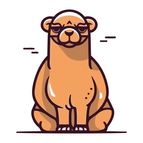 Cute cartoon dog with glasses. Vector illustration of a dog sitt