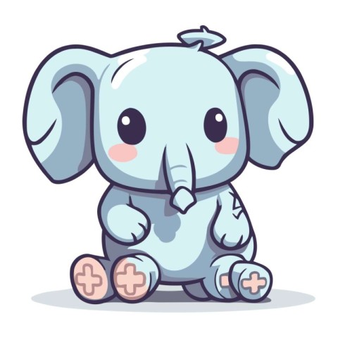 Elephant character design. Cute cartoon elephant. Vector illustr