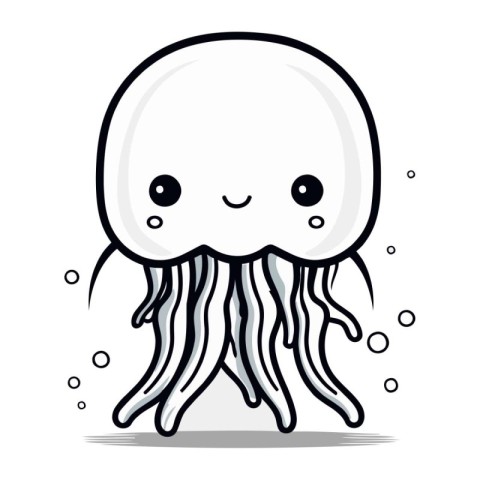 Cute cartoon jellyfish. Vector illustration isolated on white ba