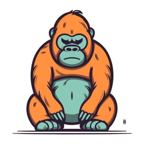 Gorilla. Vector illustration isolated on white background. Carto