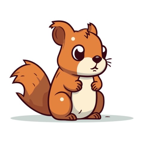 Cute squirrel cartoon vector illustration. Isolated on white bac