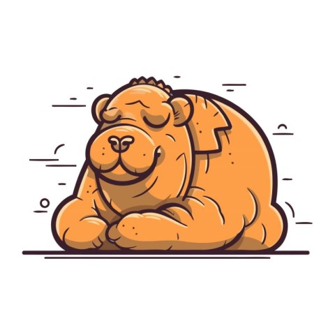 Vector illustration of a bulldog lying on the floor. Isolated on