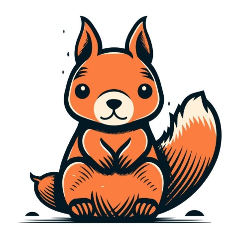 Cute cartoon squirrel. Vector illustration isolated on the white