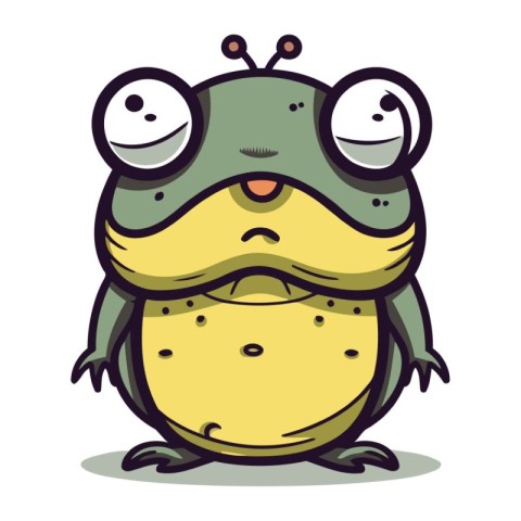 Frog Cartoon Character Isolated on White Background. Vector Illu