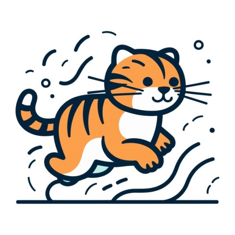 Vector illustration of a cute cat running on a white background.