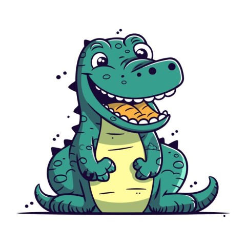 Cute cartoon crocodile. Vector illustration isolated on white ba