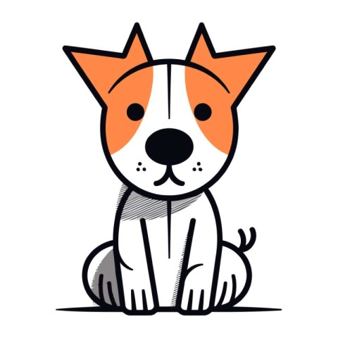 Cute cartoon dog sitting on a white background. Vector illustrat