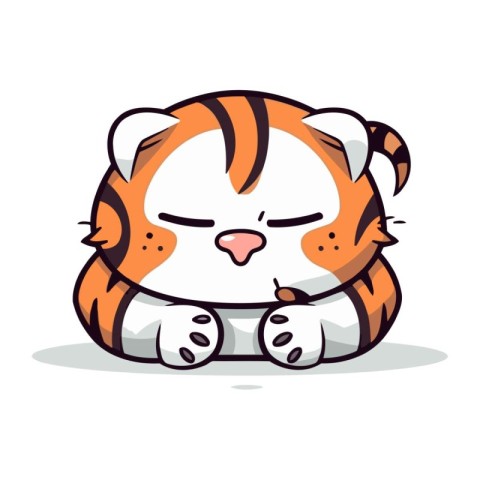 Cute tiger sleeping cartoon vector illustration. Cute little tig