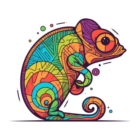 Colorful chameleon. Zentangle style. Vector illustration.