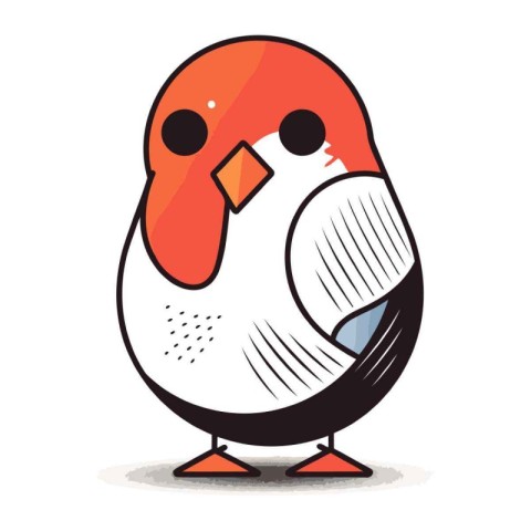 Cartoon vector illustration of cute little bird isolated on whit