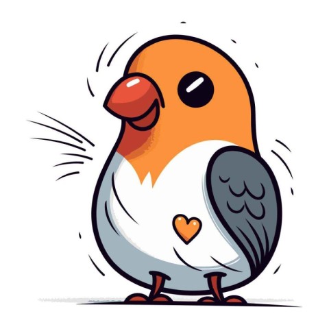 Cute cartoon bird. Vector illustration. Isolated on white backgr