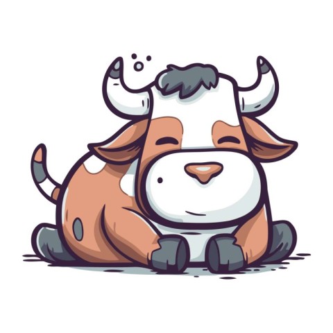 Cute cartoon cow. Vector illustration. Isolated on white backgro