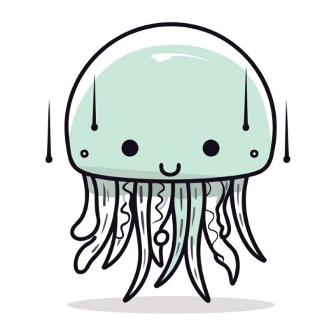 Cute cartoon jellyfish. Vector illustration on a white backgroun