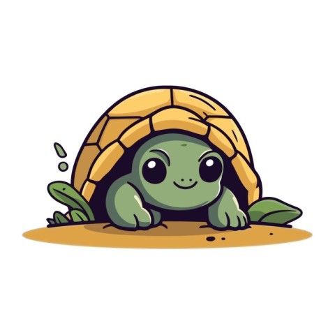 Cute little turtle cartoon vector illustration. Cute tortoise ch