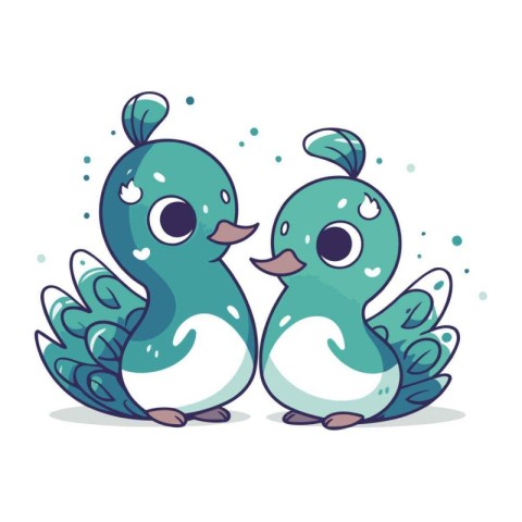 Cute couple of birds. Vector illustration isolated on white back