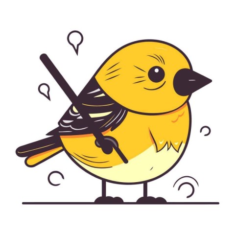 Cute little goldfinch. Vector illustration in cartoon style.