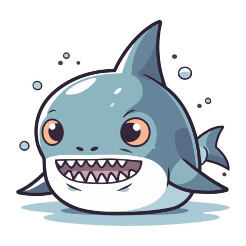 Shark cartoon character. Vector illustration of a cute cartoon s