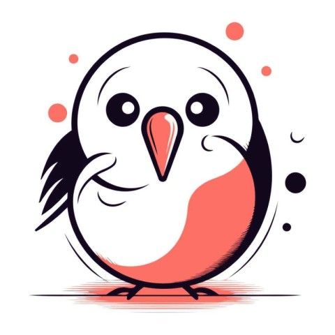 Vector illustration of cute cartoon little bird. Isolated on whi