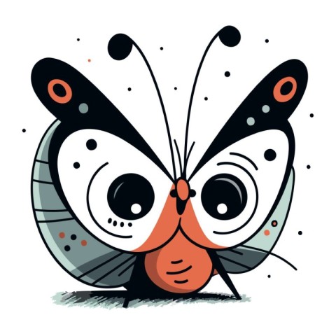 Cute cartoon butterfly. Vector illustration isolated on a white